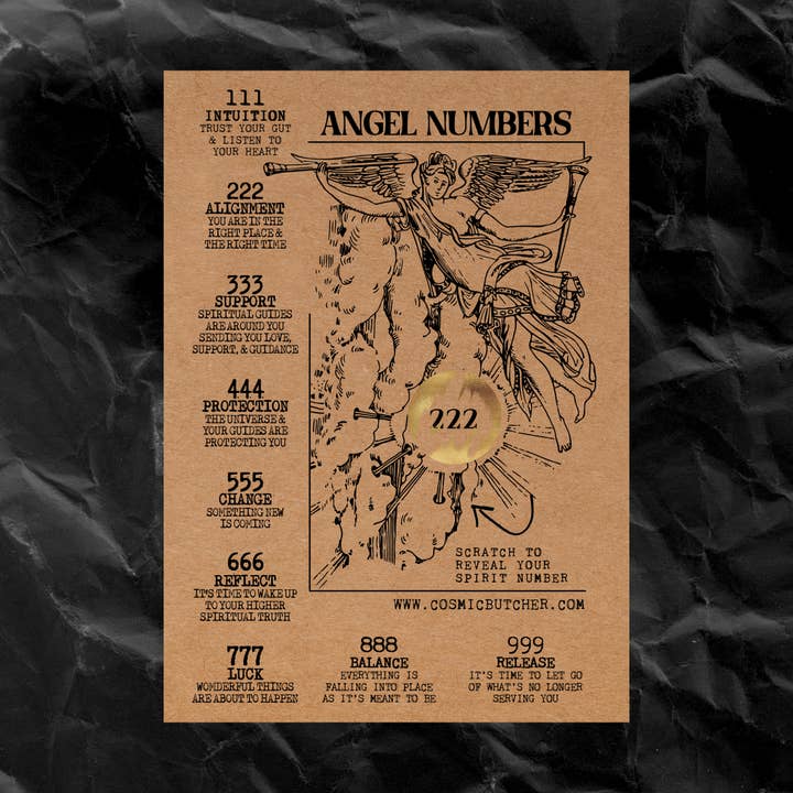 Cosmic Butcher - Vente Cartes de tarot - Carte d'affirmation de divination à gratter "NOMBRES ANGÉLIQUES"3