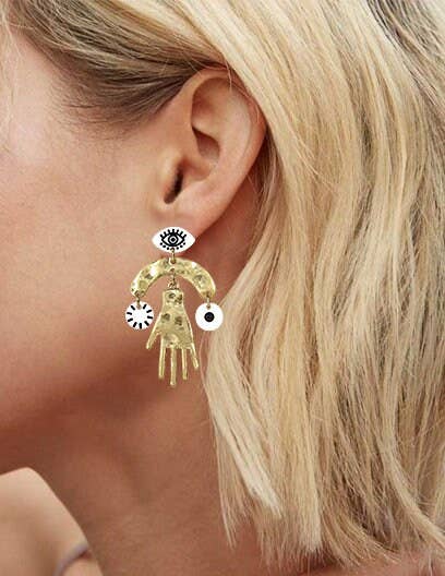 TheTizana - Wholesale Dangle Earrings - Evil Eye Earrings, Hammered Hand Earrings, Acetate Laser Cut2