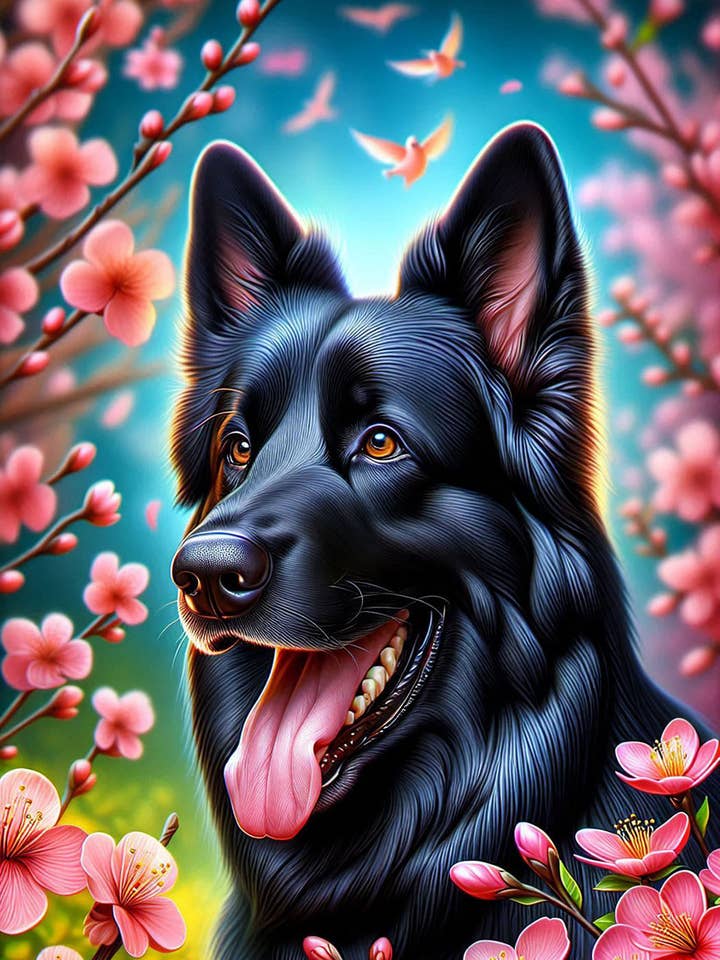 Schäferhund Svart - DCR Vår II Trädgårdsflagga för wholesale av Best of Breed Products