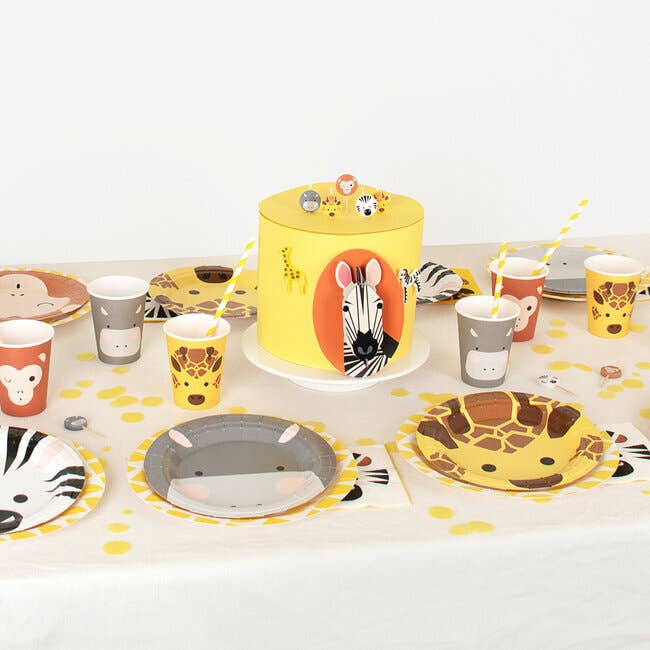 My Little Day – Großhandel Einwegbecher – Mini Safari Pappbecher – 8er-Set mit Affe, Nilpferd, Zebra und Giraffe1