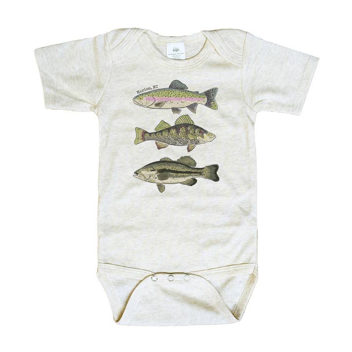 CUSTOM Fish Coast Lake Baby Clothes Newborn Boy Fishing Girl for wholesale by Barefoot Baby