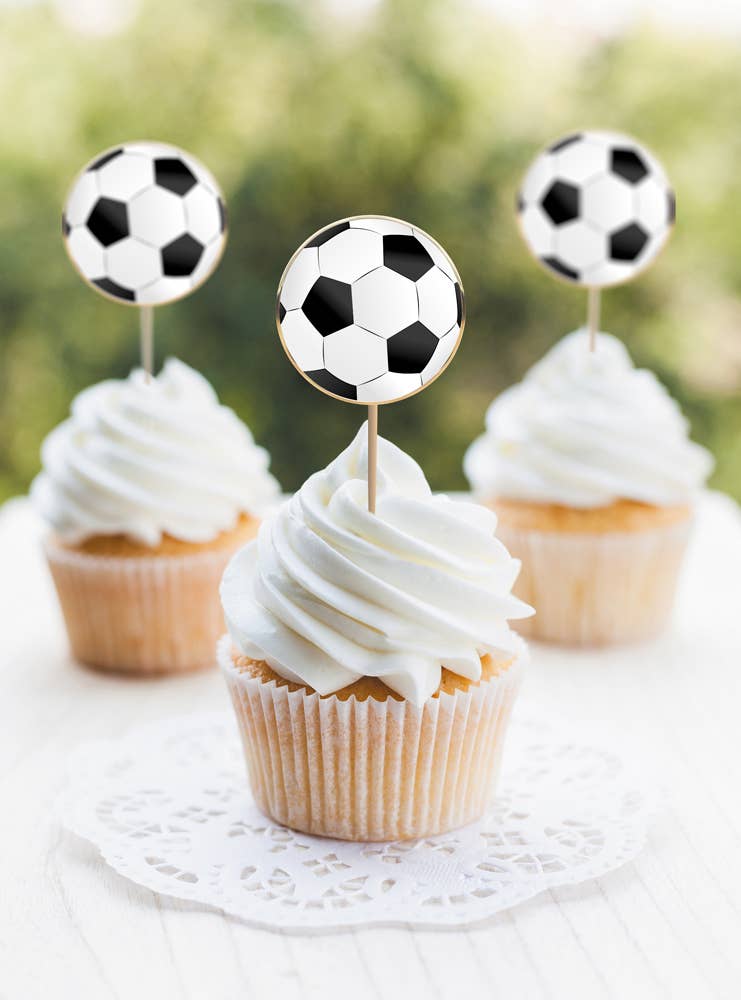 Tim&Puce Factory - Vendita all'ingrosso Topper per torte/cupcake - 10 PLETTRI DA COCKTAIL A FORMA DI CALCIO1