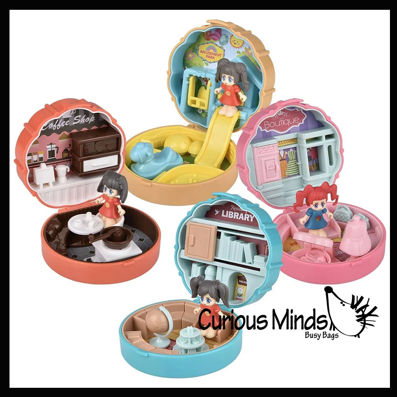 Curious Minds Toys - Vente Accessoire de poupée – enfant - Ensemble de jeu pour mini-poupées, 1 poche, taille de poche, maison de poupée compacte et pliable7