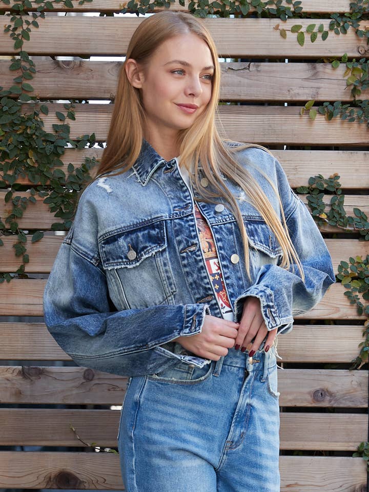 TJ2001 - Veste courte en jean TOP TIER 💖💖💖 pour femme pour la vente par TOP TIER