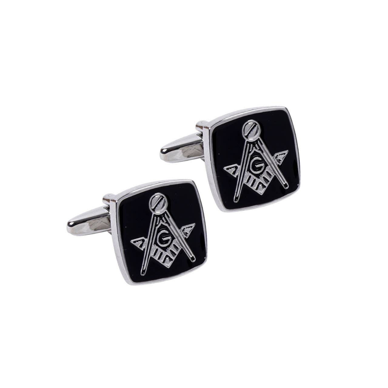 Selini New York - Wholesale Cufflinks - Silver and Black Masonic Cufflinks -CL1839