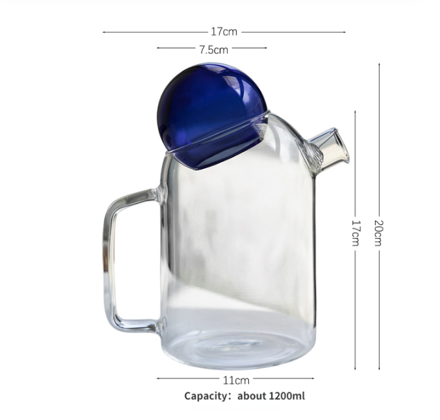 IVORE.GROUP (We cover All Import duty) - Wholesale Tea Pot - Glass Pitcher Teapot with Cup Lid (1200ml)0