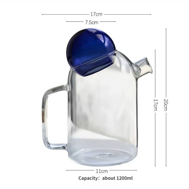 IVORE.GROUP (We cover All Import duty) - Wholesale Tea Pot - Glass Pitcher Teapot with Cup Lid (1200ml)