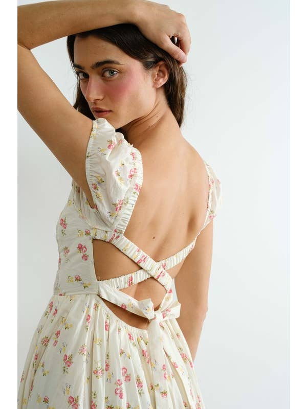 Cream MD2220 Floral Smocked Top Piecing Maxi Dress
for wholesale on Faire1