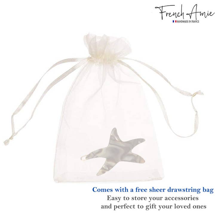 Parcelona - Wholesale Barrette - Women's - French Amie Star Small Celluloid Handmade Hair Slide Barrette With Snap Clips15