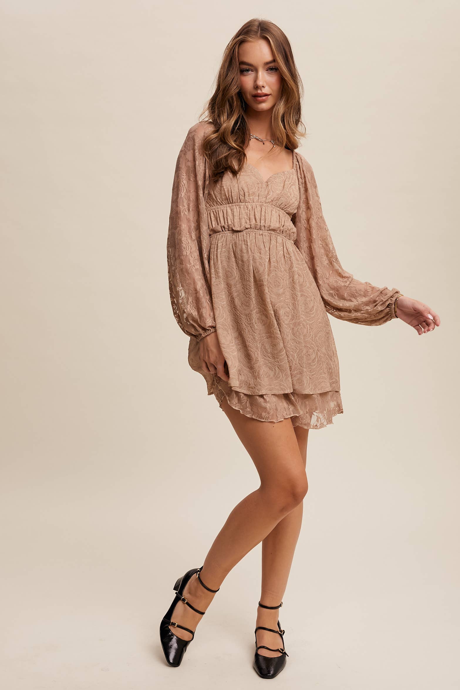 Listicle – wholesale Dress – Women's – Floral Lace Dress with Layered Detail LD145518