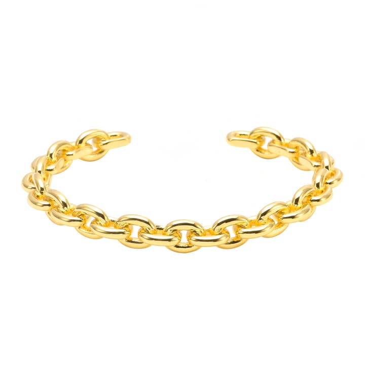 Jonc chaine maille acier inoxydable doré pour la vente par SIXTY STONES