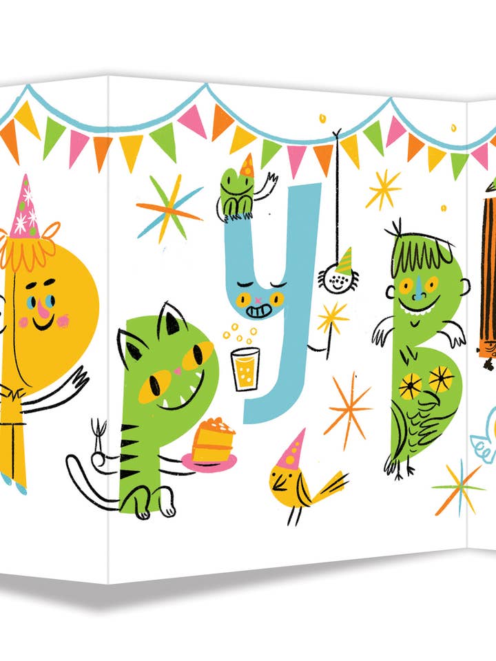 Quad-fold Birthday Greeting Card | Birthday Critters for wholesale by Maginating