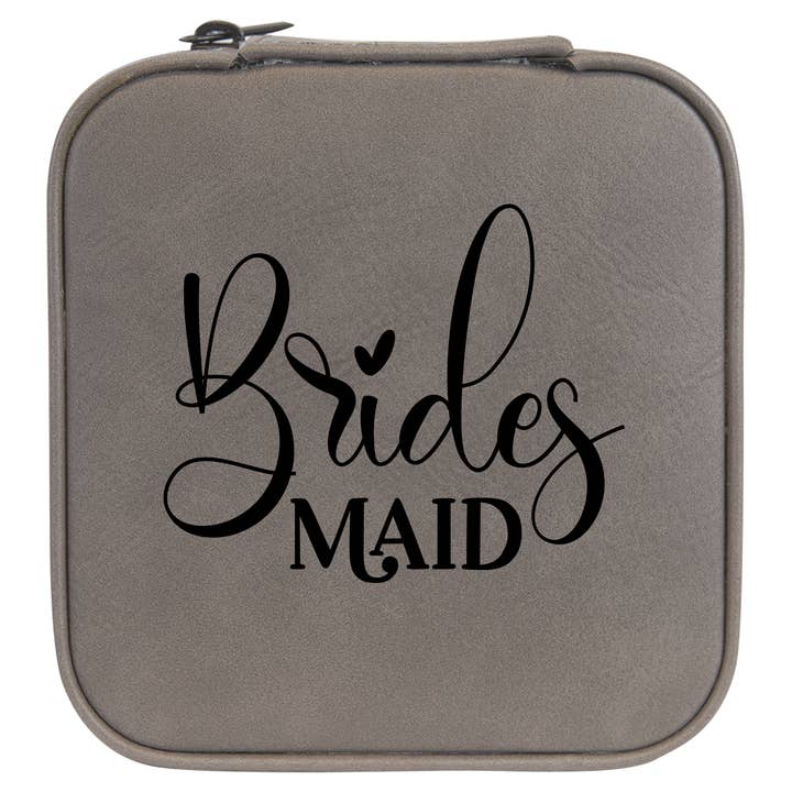 Bridesmaid Faux Leather Travel Jewelry Box for wholesale by Cabin and Reel Engraving