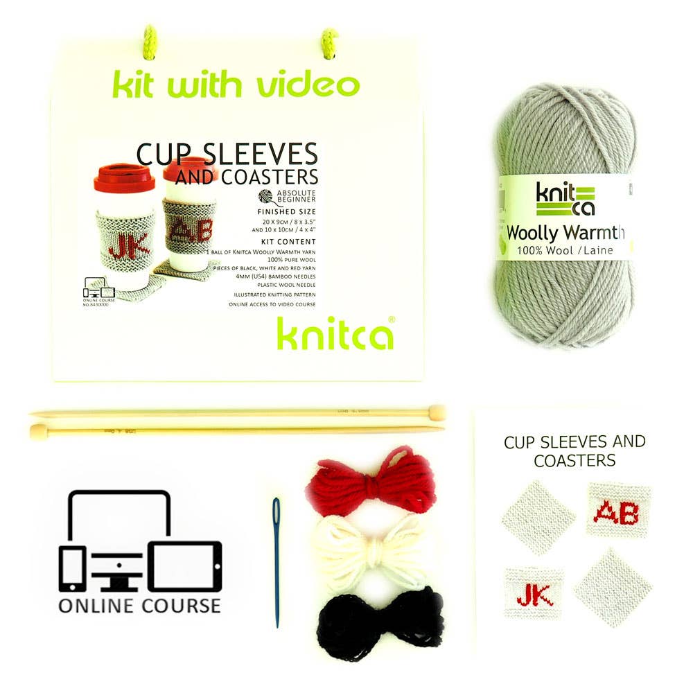 Knitca - Wholesale Knitting/Crochet Supplies - Cup Sleeves and Coasters : learn to knit kit with video2