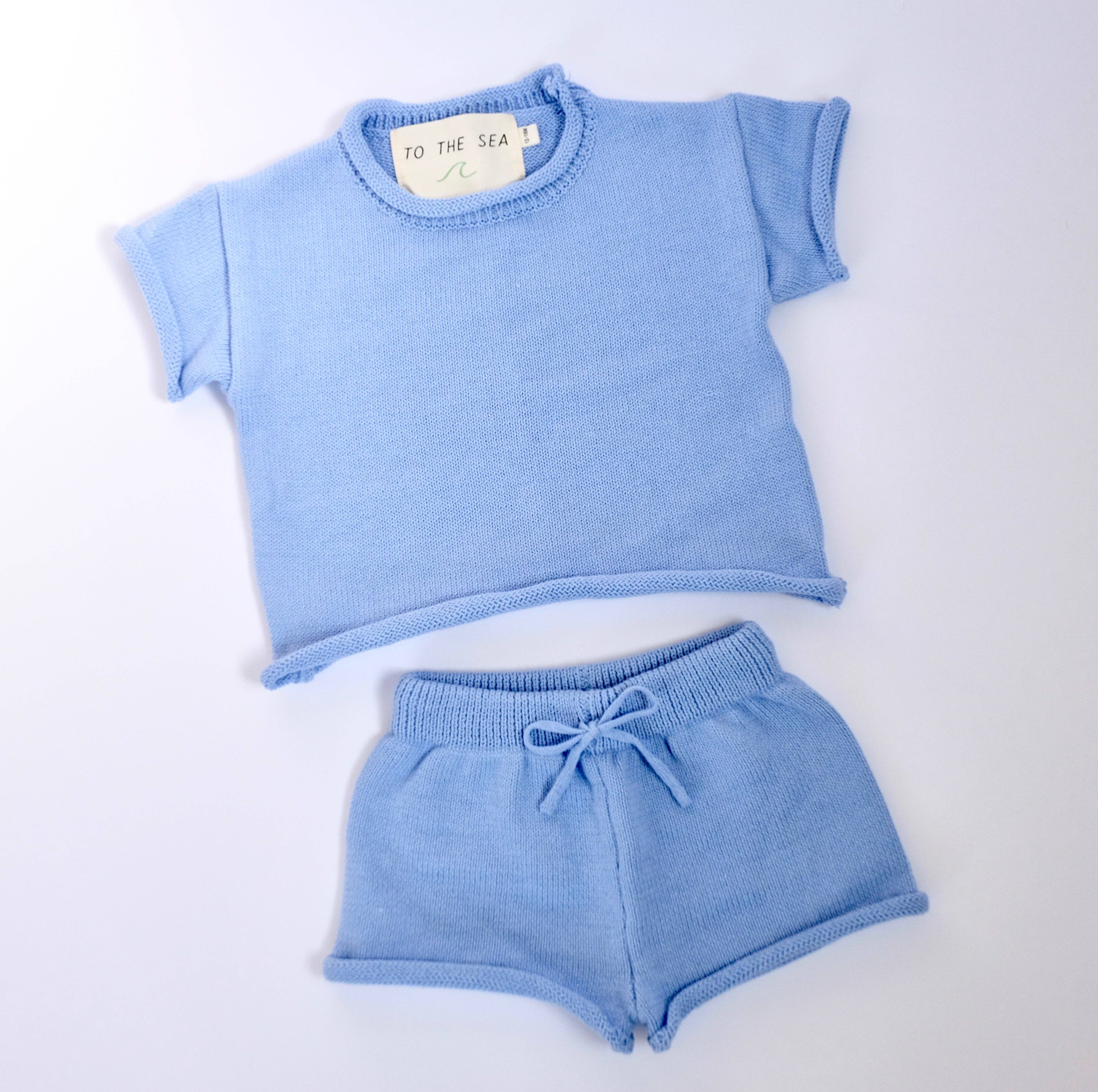 To The Sea - Wholesale Top & Short Set - Kids - Ensemble 2 pièces en tricot de coton - OCEAN BLUE1