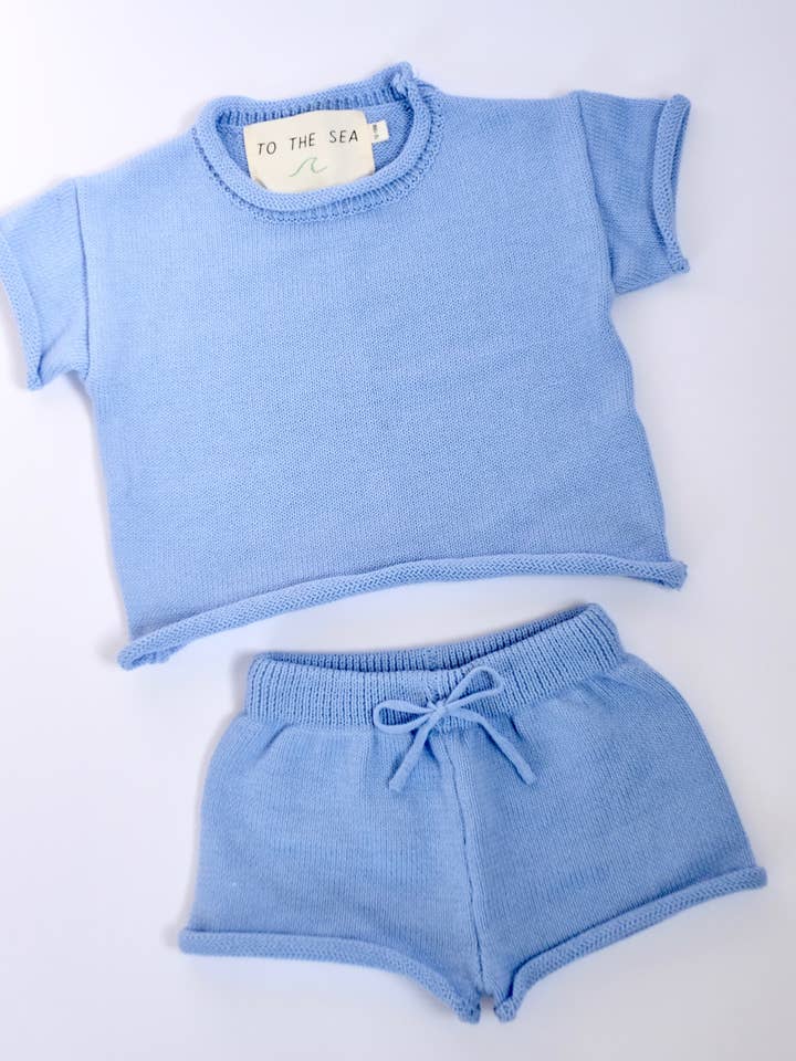 To The Sea - Wholesale Top & Short Set - Kids - Ensemble 2 pièces en tricot de coton - OCEAN BLUE1