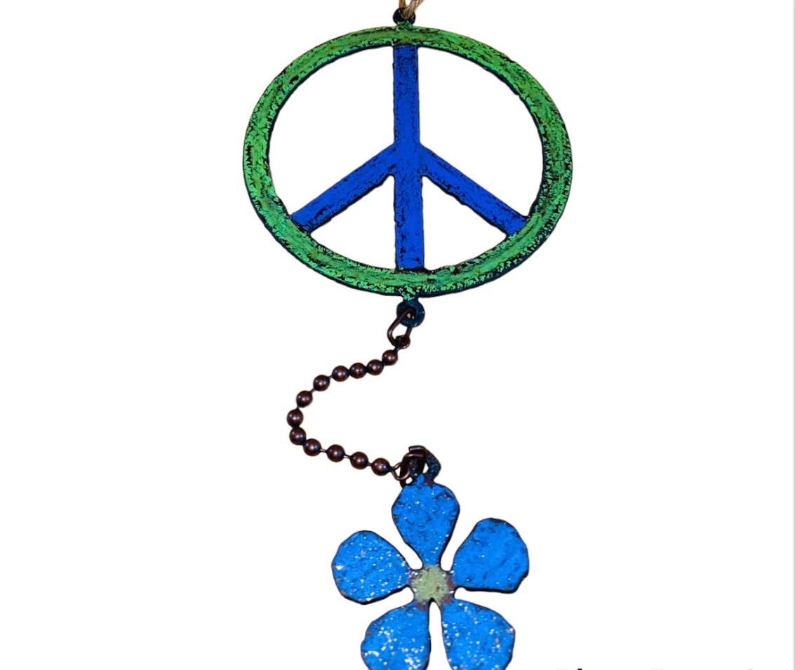 Whimsies - Vendita all'ingrosso Decorazione mobile - Segno della pace mobile, ornamento floreale mobile da giardino hippie eco8