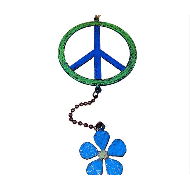 Whimsies - Vendita all'ingrosso Decorazione mobile - Segno della pace mobile, ornamento floreale mobile da giardino hippie eco8