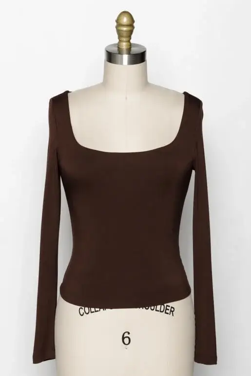 Final Touch - Wholesale Knit Top - Women's - Double Layered Square Neck Basic Top - T1710949