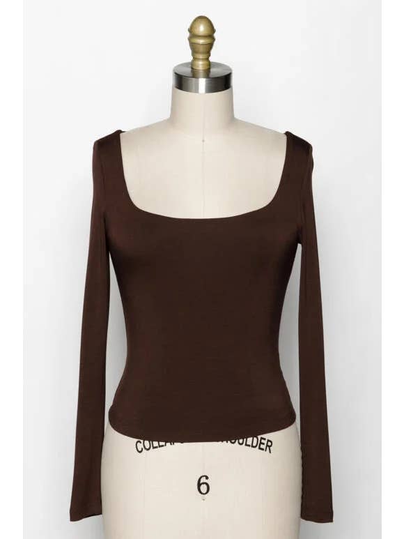 Final Touch - Wholesale Knit Top - Women's - Double Layered Square Neck Basic Top - T1710949