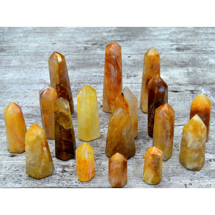 Golden Healer Quartz Tower (6-10 Pcs) 1 Kg Yellow Hematoid for wholesale by Kaia & Crystals