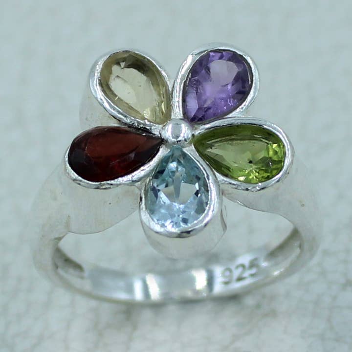Cluster Gemstone Silver Ring - Gift Ring for wholesale by Silvex Jewelry