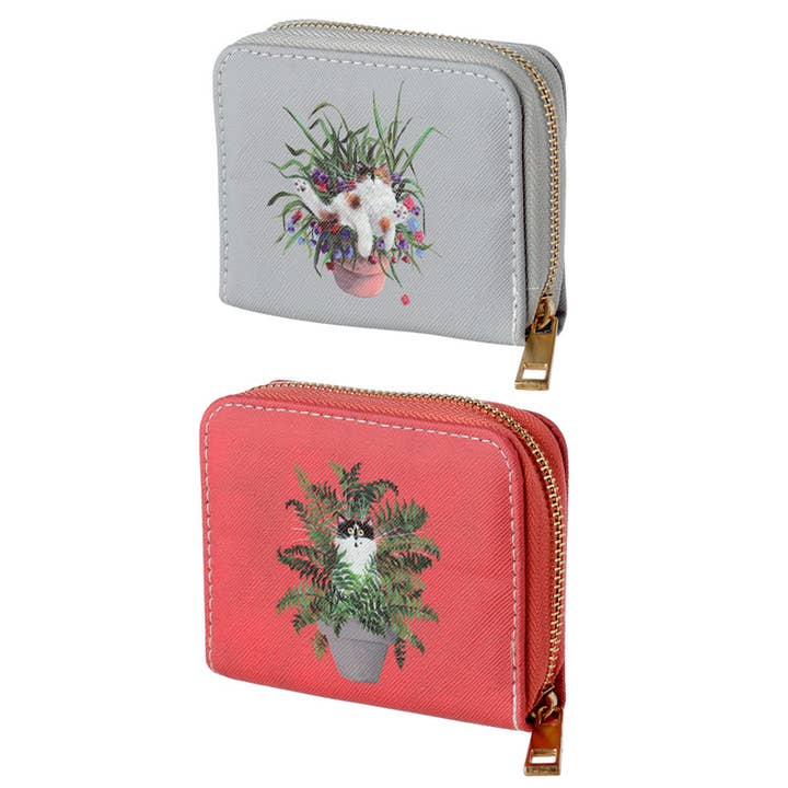 Puckator EU - Venta al por mayor Cartera - Unisex - Kim Haskins Cats in Plant Maceta monedero pequeño con cremallera