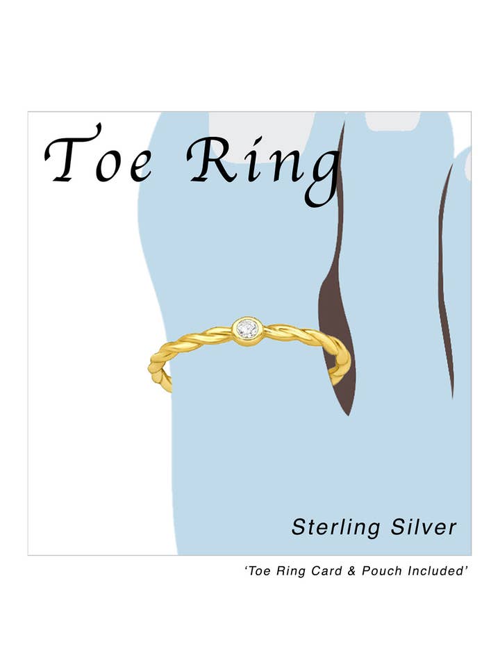 18k Vermeil Twisted Circle Toe Ring with CZ - VM for wholesale by Zoey Simmons