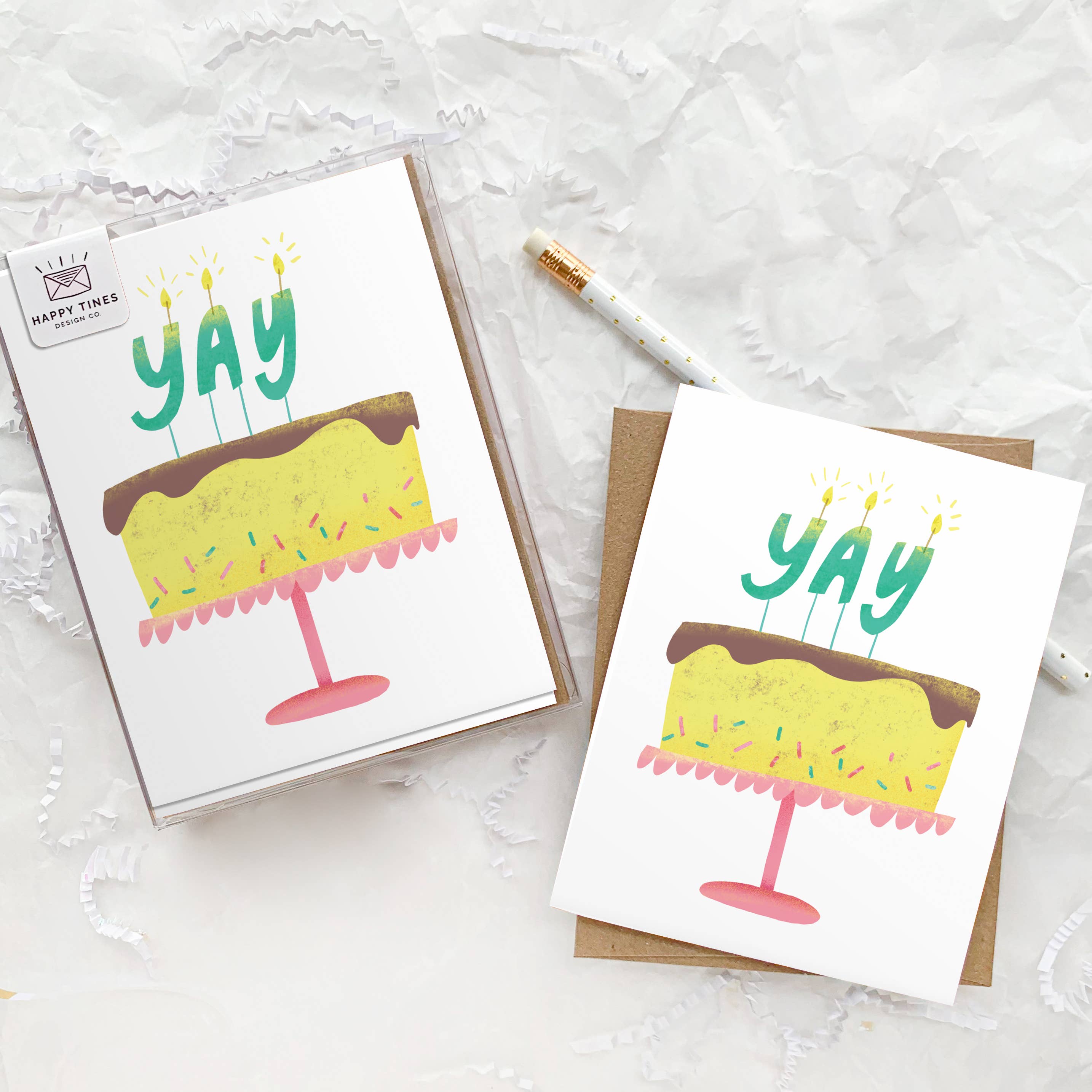 Happy Tines Design Co. - Wholesale Birthday Card - Greeting Card: Birthday Yay Cake, Congrats, Gender Neutral1