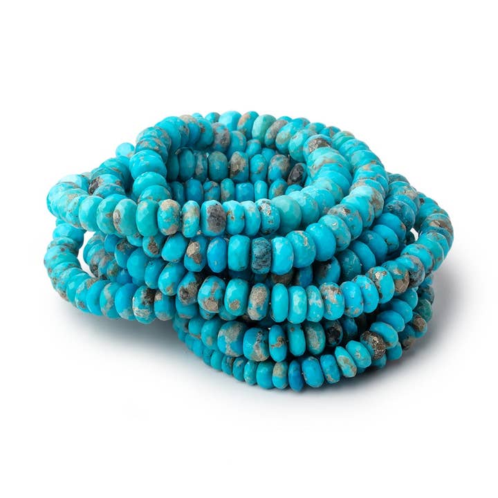 4.5-6.5mm Sleeping Beauty Turquoise Faceted Rondelle 16 inch 120 Beads AA for wholesale by Beads of Cambay