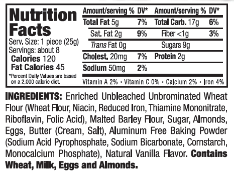 Delallo - Wholesale Cookie - Vanilla Almond Biscotti1