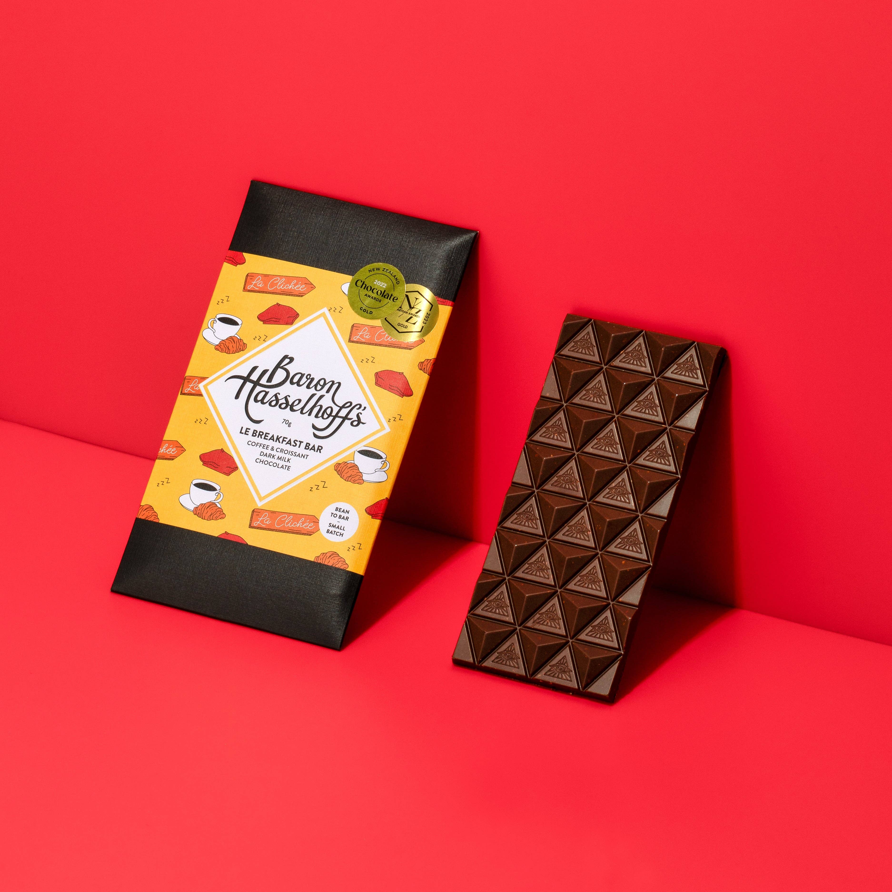 Baron Hasselhoff's – wholesale Chocolate bar – Le Breakfast Bar - Coffee and Croissant Dark Milk Bar