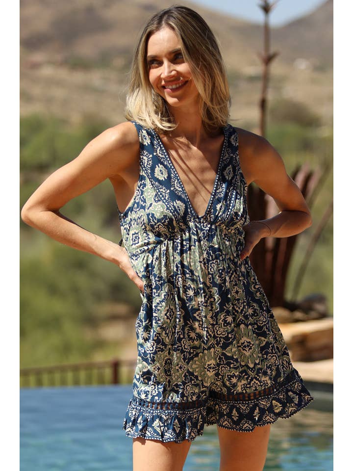 ANGIE - Wholesale Romper - Women's - B5B07-A902 V NECK TANK ROMPER1