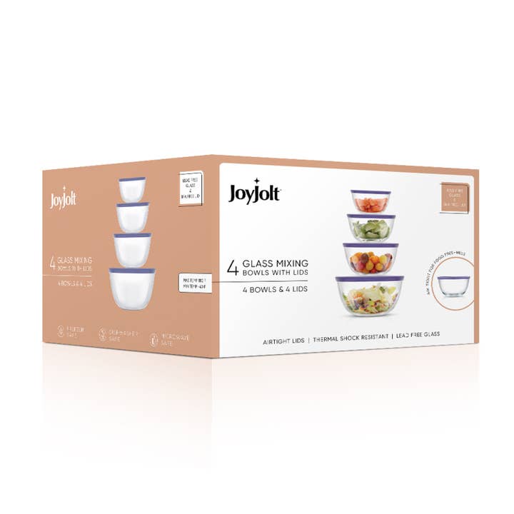 JoyJolt - Vendita all'ingrosso Ciotola da miscelazione - 4 ciotole per mescolare in vetro con coperchio, ciotole a nido16