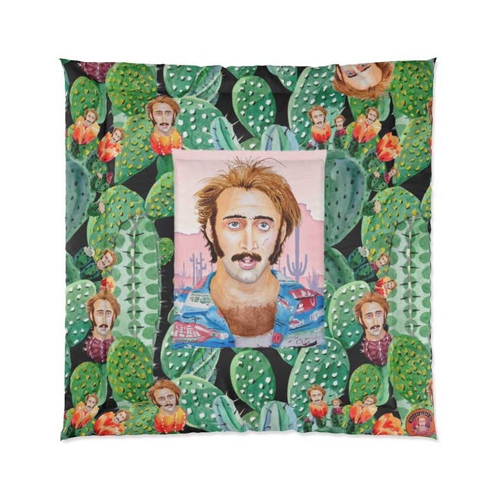 Watercolors by Joshy – wholesale Throw blanket – The Retro Nicolas Cage "Raising Arizona" Trippy Artisan Cact