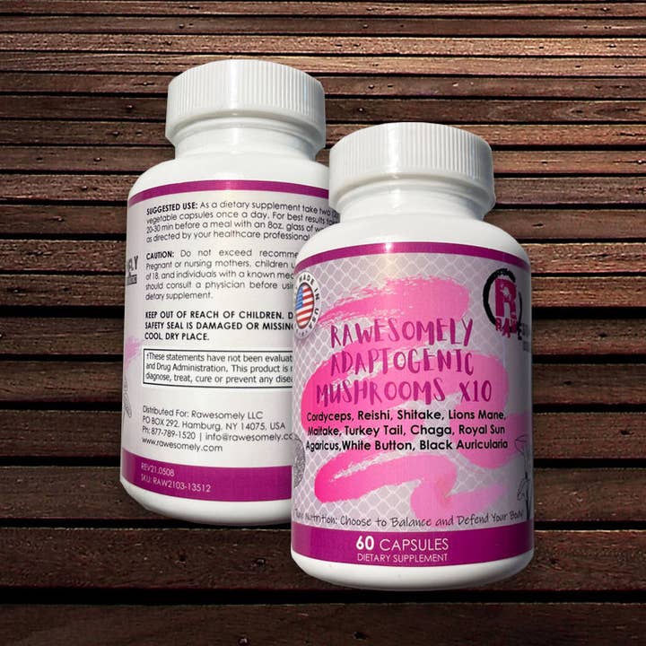 Rawesomely Adaptogenic Mushrooms x10 for wholesale by Rawesomely LLC