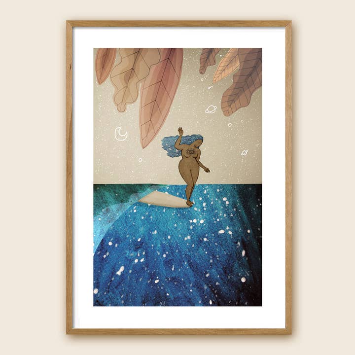 Stampa artistica Surfer Girl: «L'universo che esplora se stessa» per la vendita all'ingrosso da parte di Maia Walczak