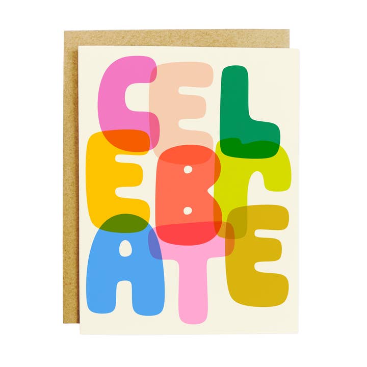 Rainbow Celebrate Greeting Card - Colorful Celebration Card A2 Size for wholesale by KANDS.CO