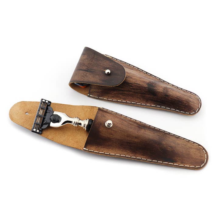 Astuccio in pelle per rasoio da barba per la vendita all'ingrosso da parte di Jag Shaving