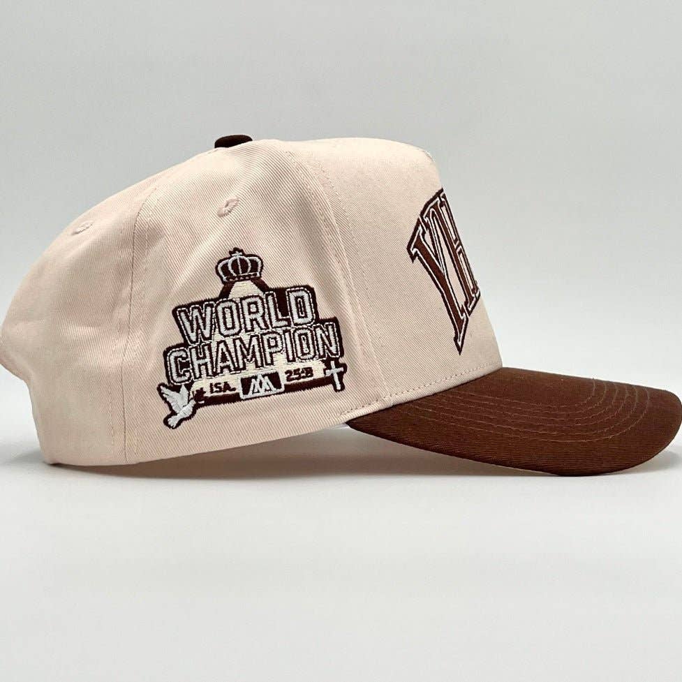 Malta Apparel LLC - Wholesale Baseball Cap - Unisex - ‘YHWH’ Structured SnapBack - Cream/Brown3