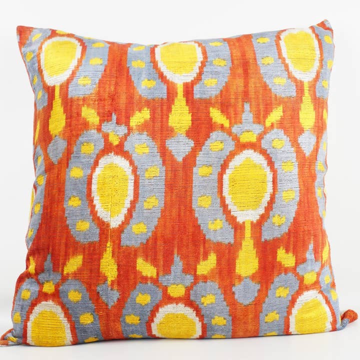 HANDGJORD IKAT SILKE/SAMMET KUDDFODRAL 24"x24" för wholesale av MD Home