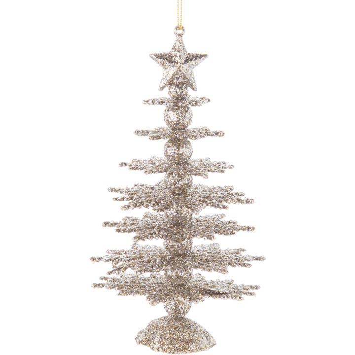 Silver Tree Home & Holiday - Wholesale Christmas Decoration - A63141:Tiered champagne glitter snowflake tree,star top,orn