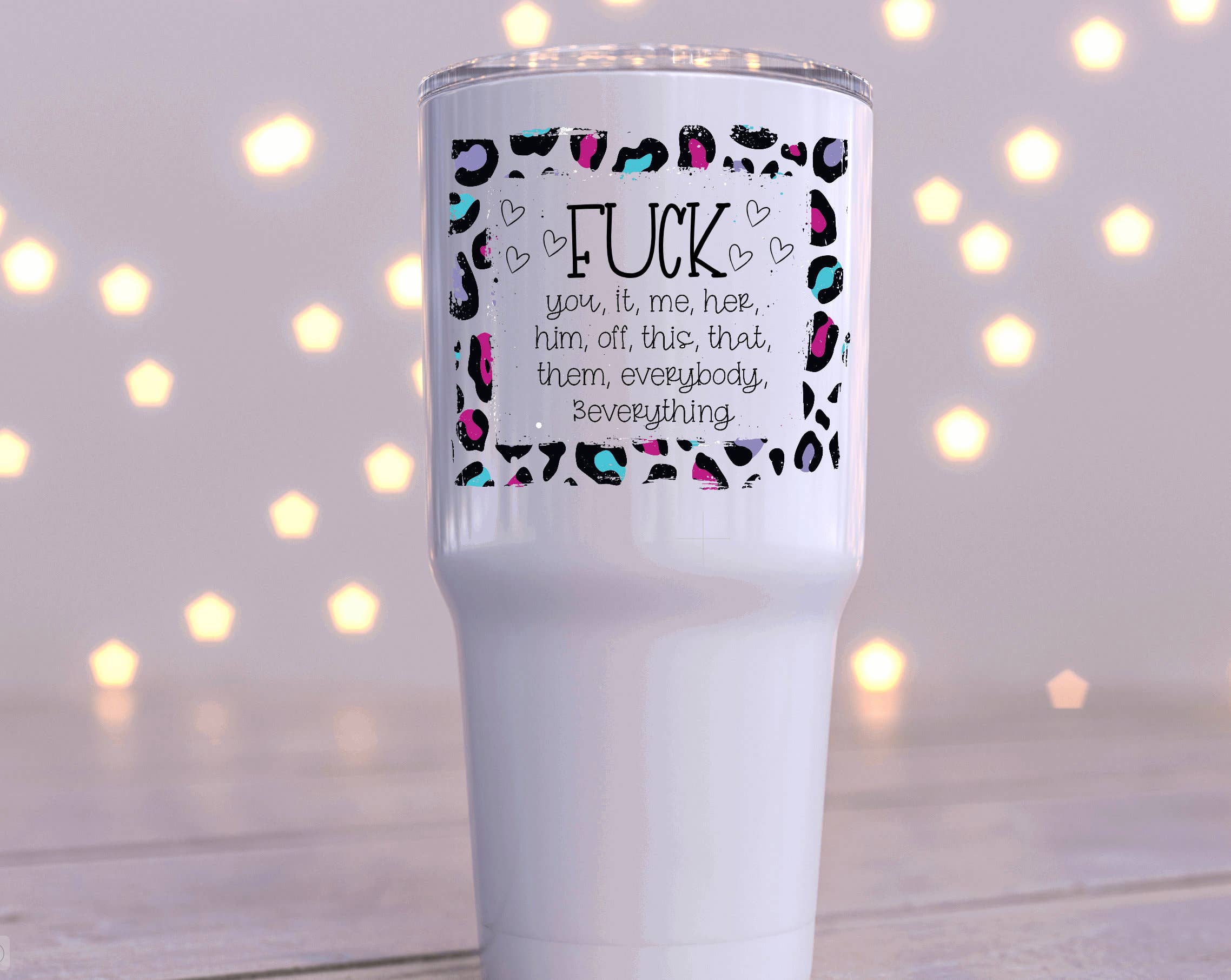 Best Fucking Sister Ever Watercolor Heart 20 oz Funny White Tall Slim Skinny Stainless Steel Tumbler Travel Mug with Straw 