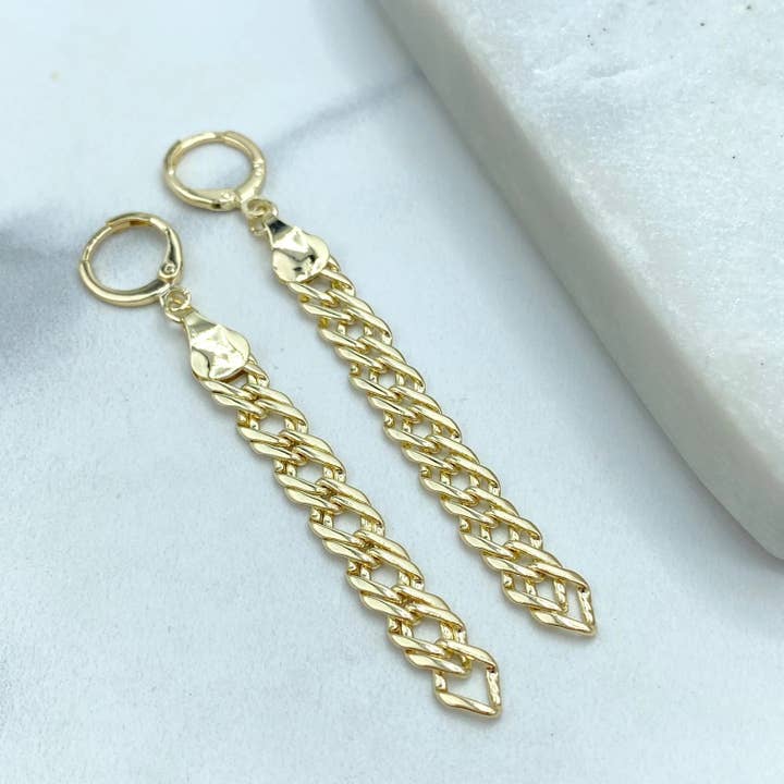 18k Gold Filled Specialty Chain Drop Earrings, 18k Gold Filled Drop Earrings with Twisted Specialty Chain Design (Copy) for wholesale by Luxus Accessories
