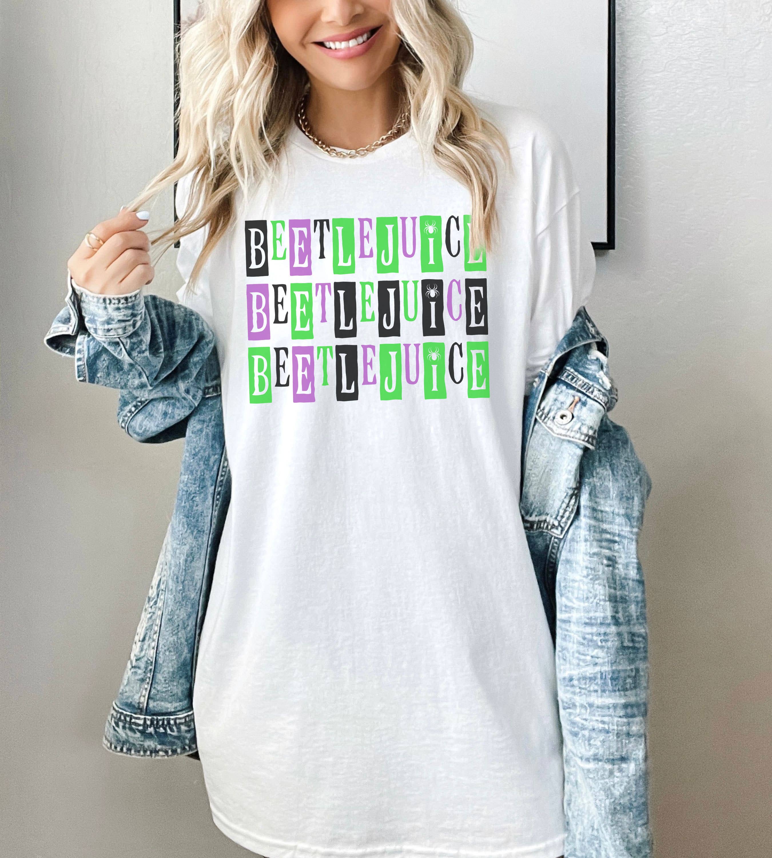 SONDO DESIGN LTD – wholesale Tunika - Dam – Halloween Beetlejuice Skjorta, Sandworm Beet Randig Skjorta1