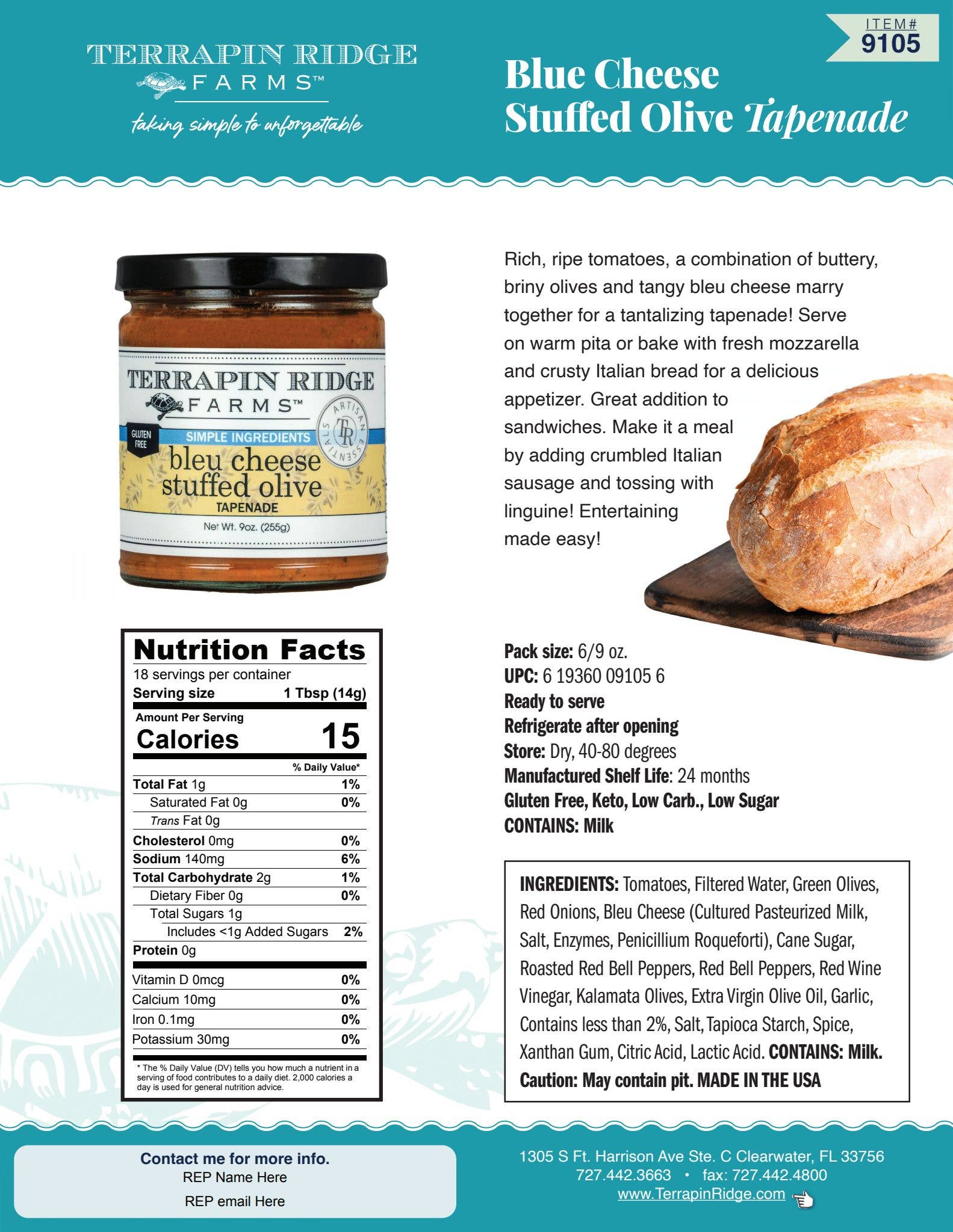 Terrapin Ridge Farms - Vente Tapenades - Tapenade d'olives farcies au fromage bleu1