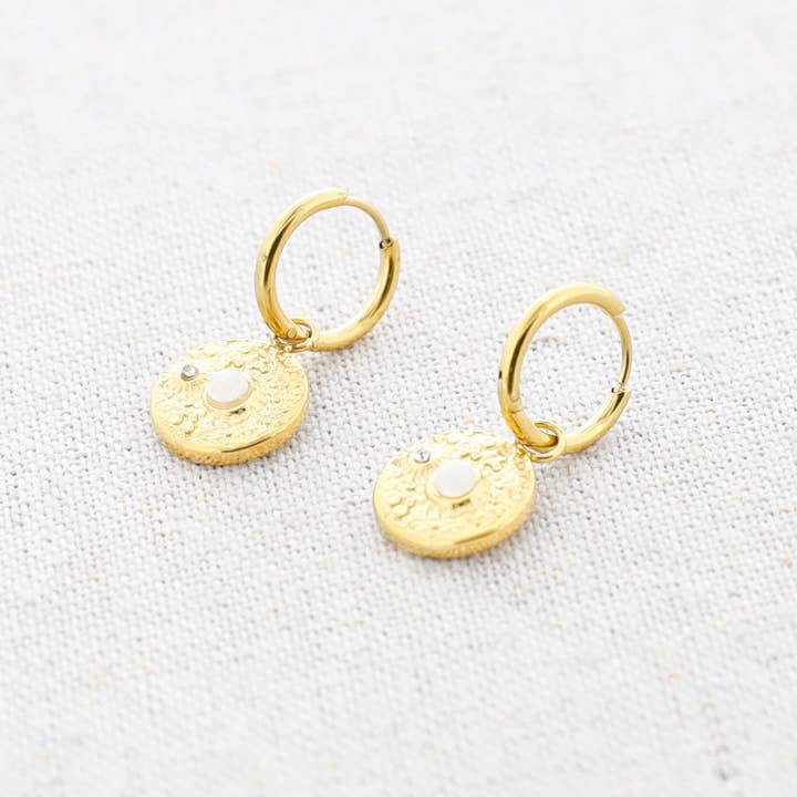 La Cuerda De Sol - Wholesale Dangle Earrings - Stone Medal Pendant Steel Earrings