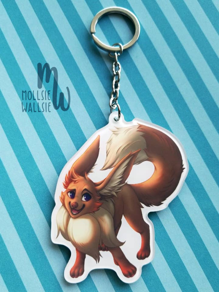 Portachiavi Eevee • Ciondolo in acrilico da 7,6 cm | Charm Pokemon Eevee per la vendita all'ingrosso da parte di Mollsie Wallsie