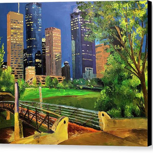 Footbridge at Buffalo Bayou - Billede på lærred for engroshandel hos Lauren Luna Ltd Co.