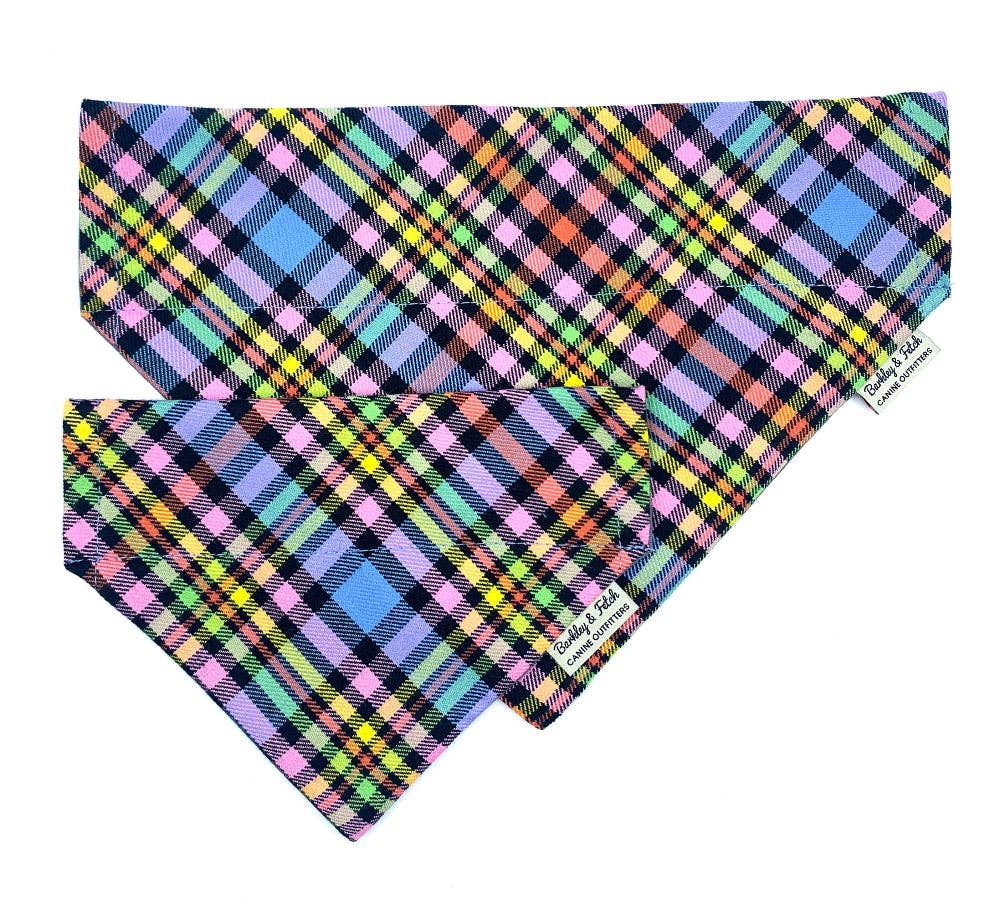 Barkley and Fetch – wholesale Pet bandana – Dog – Pastel Rainbow Check Dog Bandana1